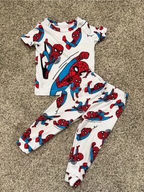 Marvel Kids Pajama Set - White, Red, Blue Spider-Man Print